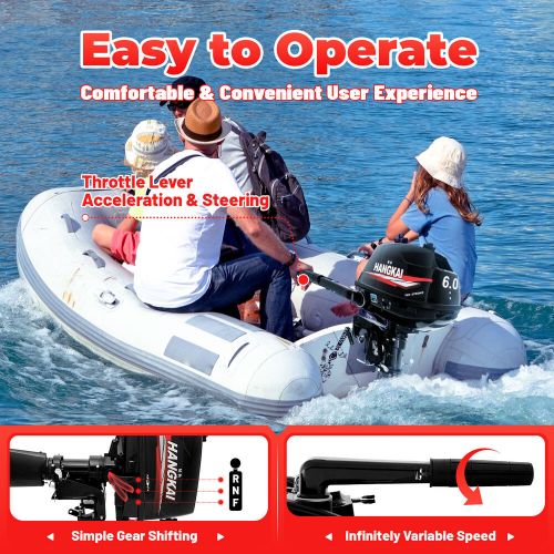 Hangkai 6hp 2 stroke outboard motor fishing boat engine water cooling cdi system