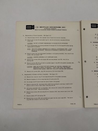 Brittain model no tc100(12) (24) electric turn coordinator overhaul /parts-orig.