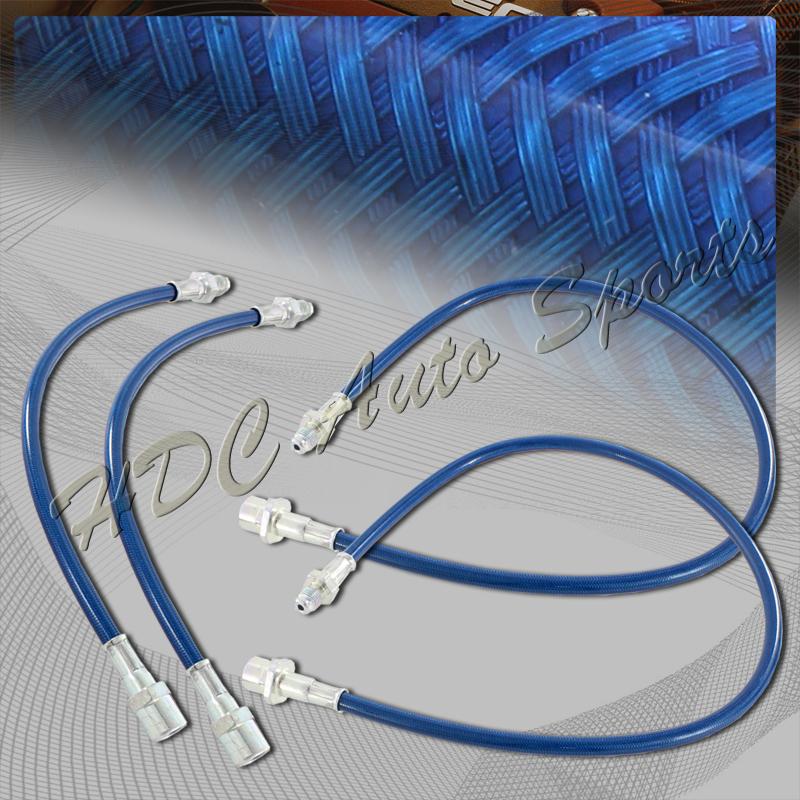 90-99 toyota mr-2 w20 front + rear stainless steel brake line hose kit - blue