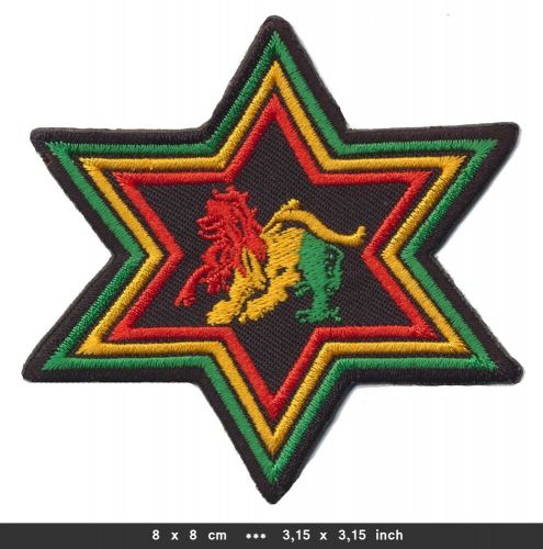 Zion lion star patch iron on reggae africa rastafari zion jamaica-