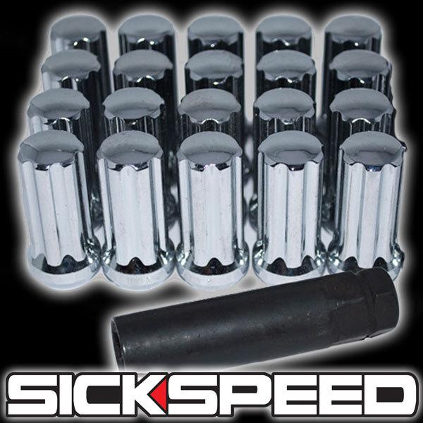 20 chrome 51mm spline drive locking lug nuts lugs w/ key for wheel 1/2x20 a