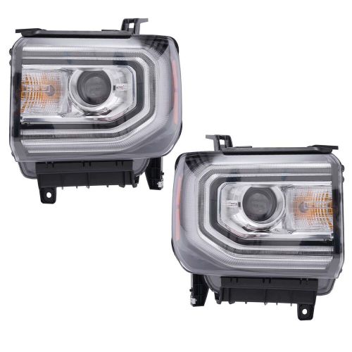 Hid/xenon led headlights pair headlamps for gmc sierra 1500 2016 2017 2018 lh+rh