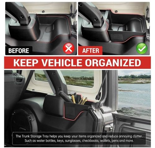 Trunk side storage bin fit for 2024 jeep wrangler jl jlu 4xe, cargo organizer