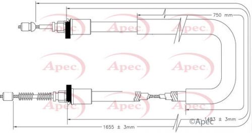 Handbrake cable rear left or right cab1616 apec hand brake parking 364005982r