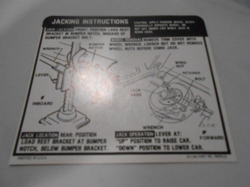 1969 reproduction chevy camaro ss jack instructions decal