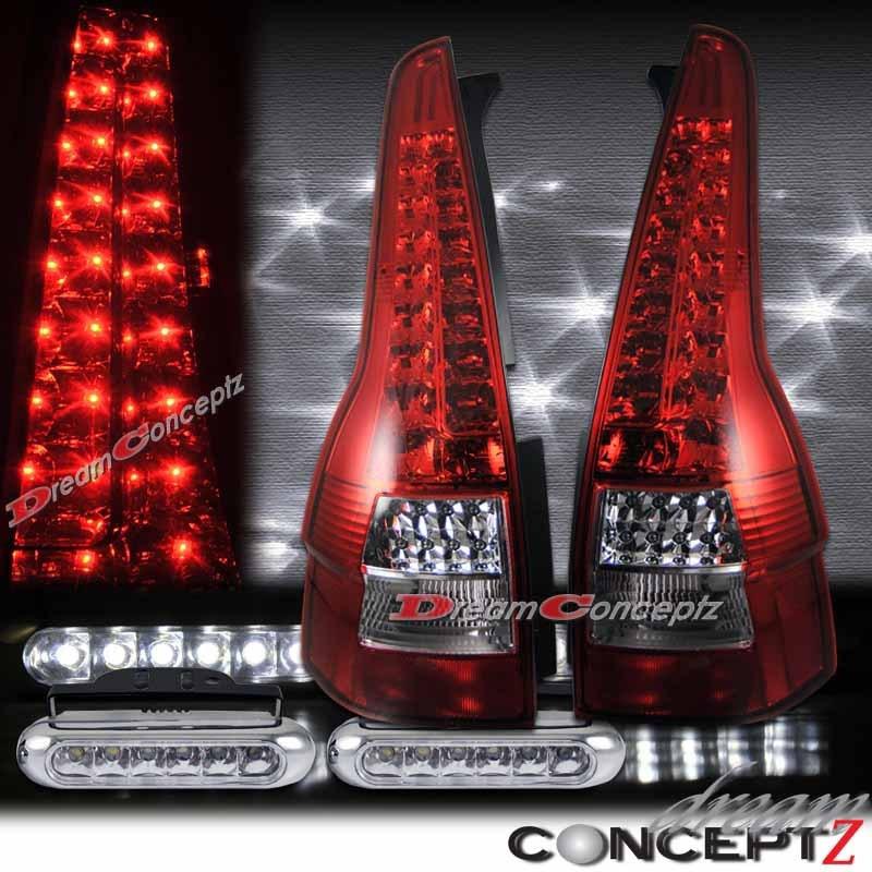 Honda crv led tail lights chrome housing red lens l.e.d daytime running lights