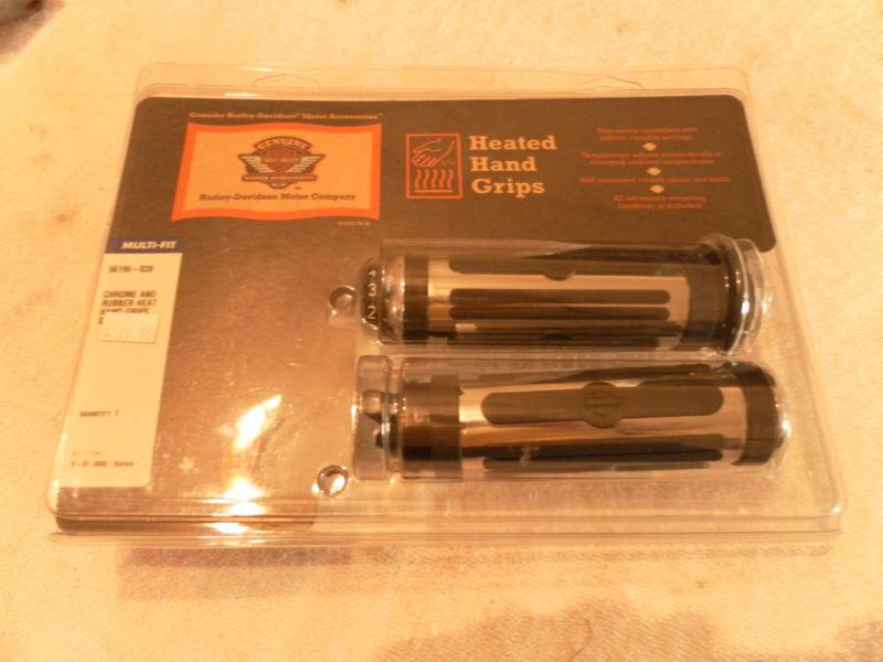 Harley chrome and rubber heated hand grips 56196-03b new
