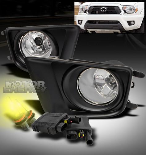 2012-2013 toyota tacoma bumper clear fog lights+3000k hid+cover+harness+switch