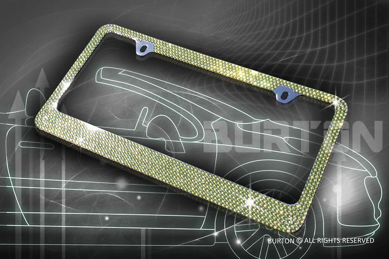 Popular 7 row green crystal license plate frame/cap/dd4