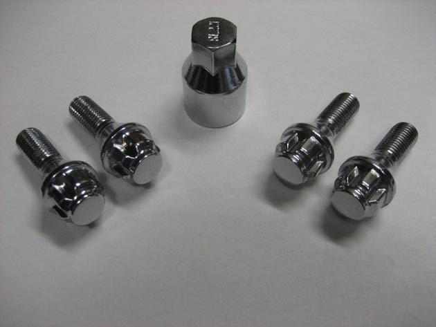 4 lug bolt chrome wheel locks cone seat 14x1.5 28mm 1.1 shank bmw 745 750 760