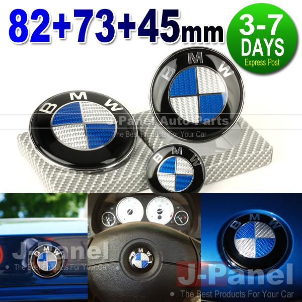 Bmw 3 series 46 e90 e91 blue carbon fiber emblem badge hood trunk steering wheel