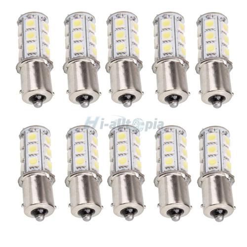 10 x car pure 1156 1141 1073 ba15s 18 led 5050 smd turn signal light white