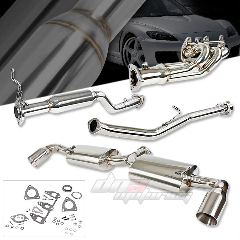 04-11 mazda rx8 r2 dual 3.5" muffler tips catback exhaust+header+downpipe system