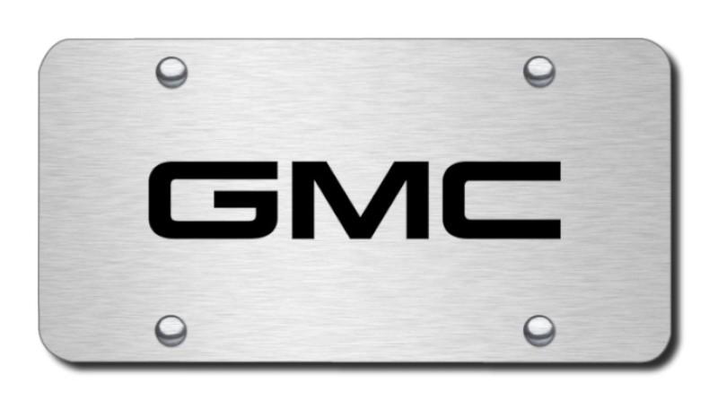 Gm gmc laser etched on brushed stainless license plate made in usa genuine