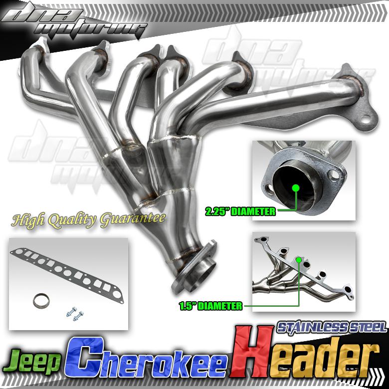 Stainless steel 4-1 racing header exhaust jeep wrangler cherokee tj yj xj 4.0l