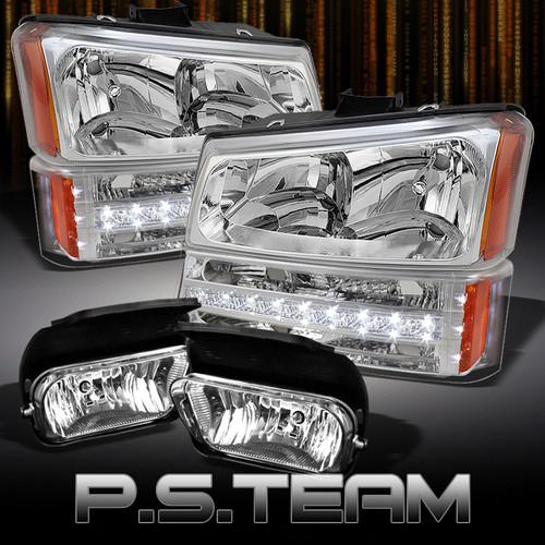 03-06 silverado avalanche headlights+led bumper signal+clear fog lights lamps