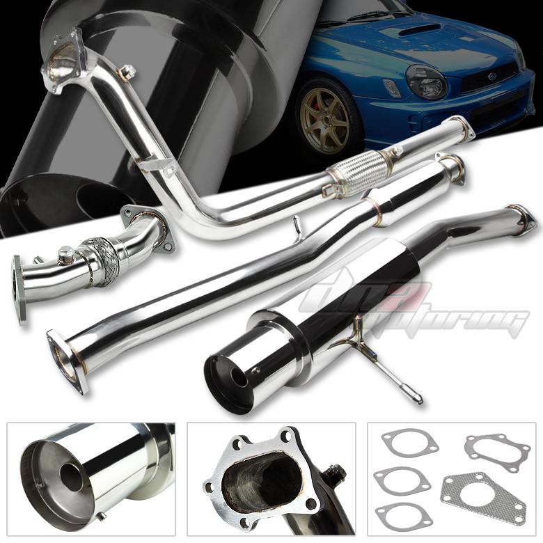 02-07 impreza wrx/sti 4.5"muffler turbo back/catback+up+down-pipe exhaust system