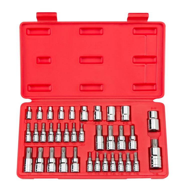 35pc 1/4 3/8" star bit external socket set torx tamper proof star power bit set 