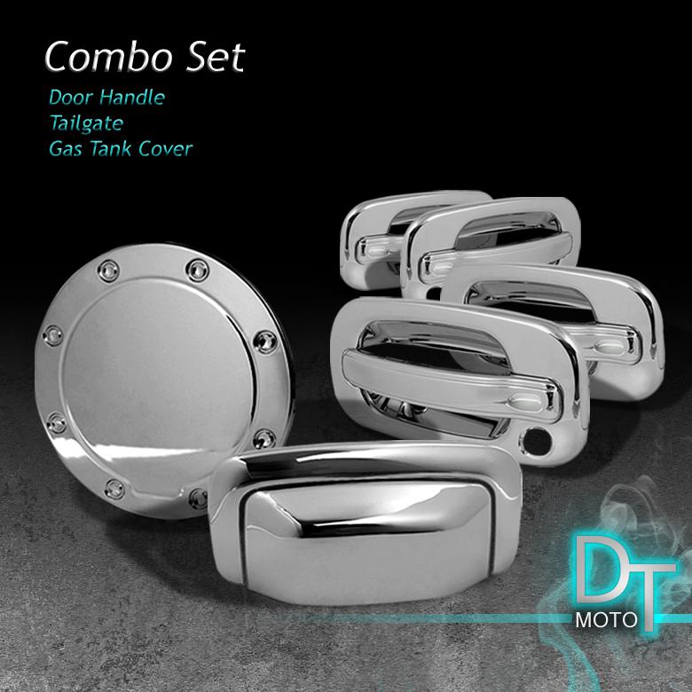 00-06 suburban 4dr gas tank+tailgate tail gate+door handle chrome covers 6pc set