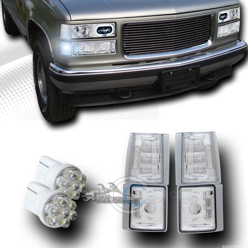 Euro lens signal corner lights lamps k2+led bulbs 94-98 gmc c10 c/k pickup suv