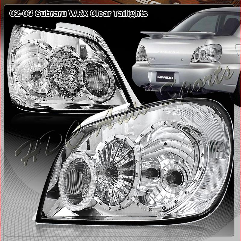 2002-2003 subaru wrx/sti sedan chrome housing clear lens rear tail light lamps