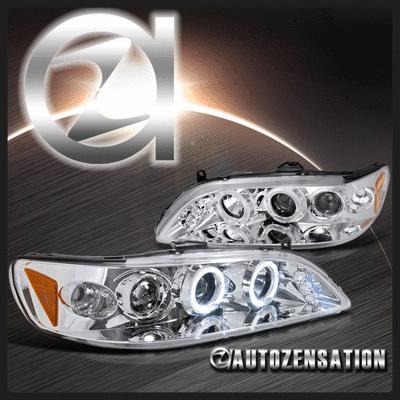 98-02 honda accord 2dr 4dr chrome halo projector led headlights