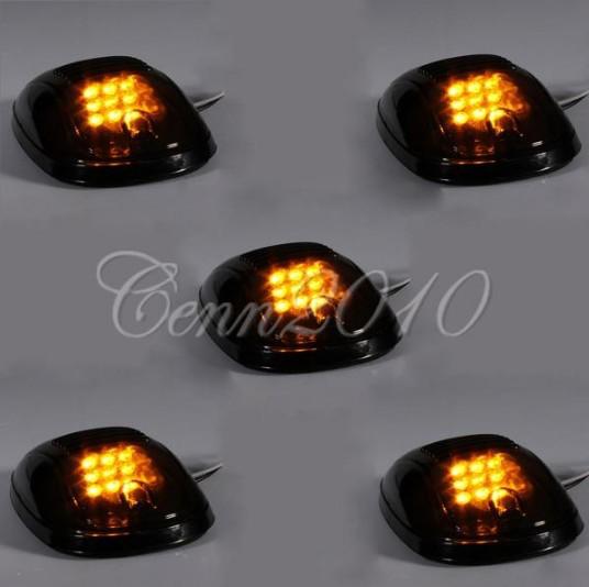 5x smoke lens led cab roof running marker amber lights truck suv off road 4x4