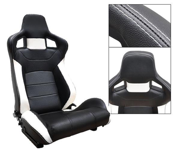 New 2 black & white pvc leather racing seats reclinable all acura