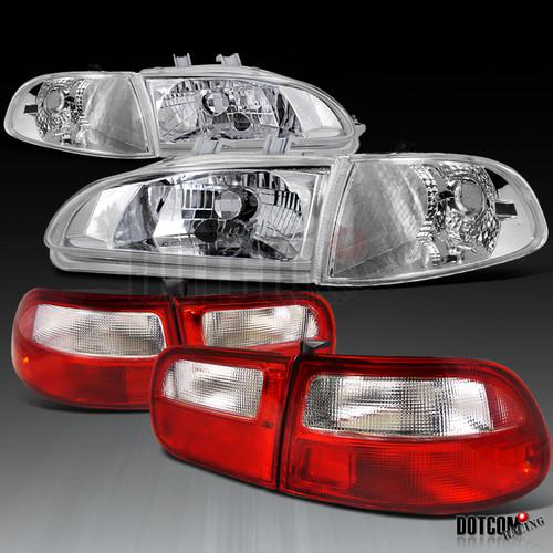 92-95 civic 3dr hatchback chrome headlights+corner lights+red/clear tail lights