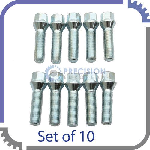 10pc extended 12x1.5 lug bolts | 32mm / 33mm shank | conical / taper / cone seat