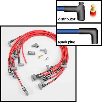 Moroso spark plug wires ultra 40 spiral core 8.65mm red 90 deg boots bbc set