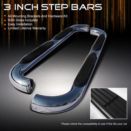 98-12 ford ranger 4dr super cab 3" polished stainless steel side step bars board