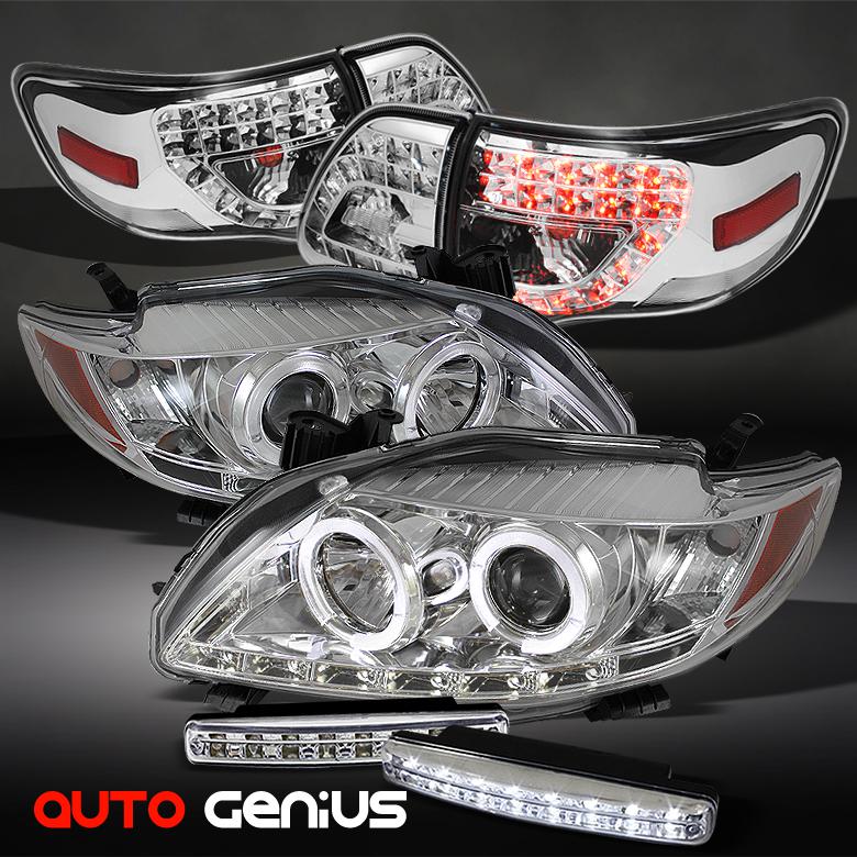 09-10 corolla drl projector headlights + philips-led tail lights + daytime led