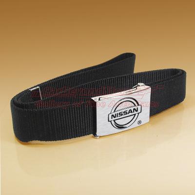 Nissan brushed silver metal buckle belt + free gift, size up to 46 waist