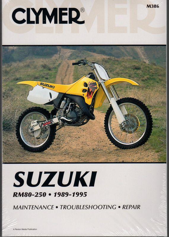 1989-1995 clymer suzuki motorcycle rm80-250 service repair manual new  m386