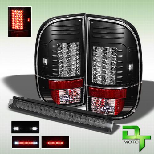 97-03 ford f150 97-99 f250 light duty led black tail lights+smoke 3rd brake lamp