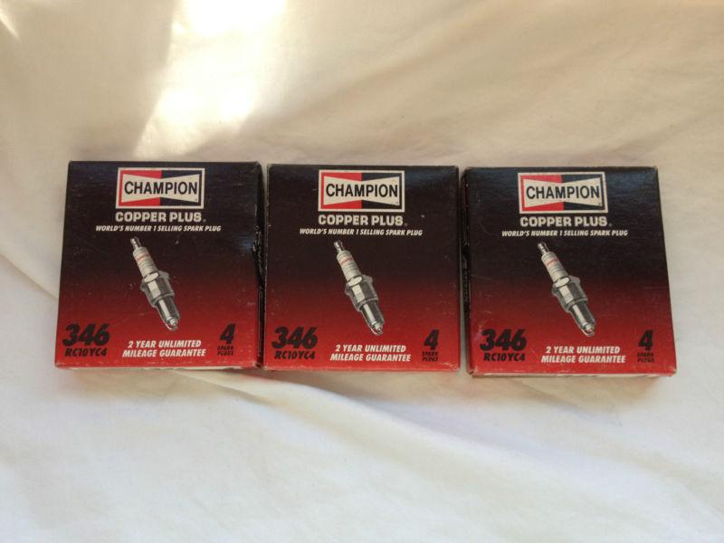 12 new champion copper plus spark plugs in 3 boxes of 4 # 346 rc10yc4