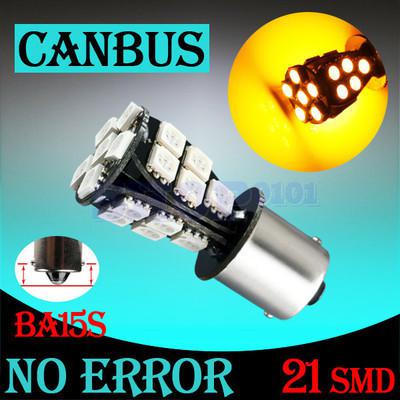 1156 ba15s 21 smd 5050 amber / yellow canbus obc no error car led light bulb