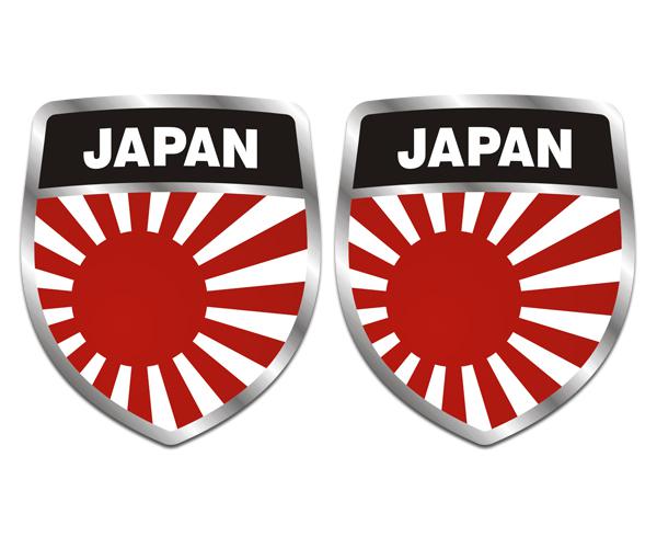 Rising sun flag shield decal set 4"x3.4" japanese japan vinyl sticker zu1