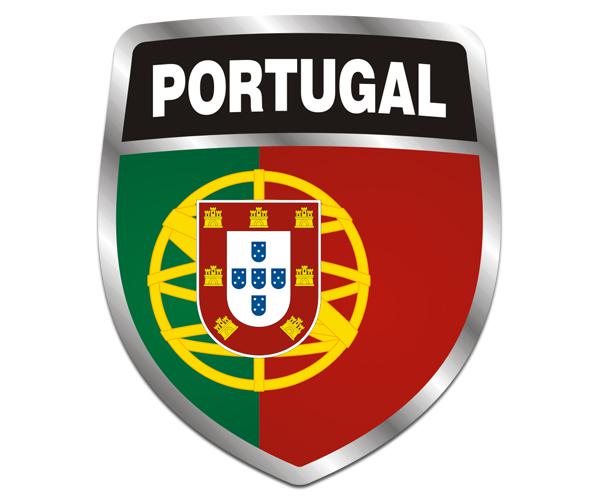 Portugal flag shield decal 5"x4.3" portugese vinyl bumper sticker zu1