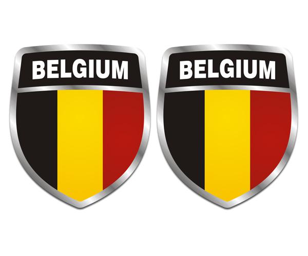 Belgium flag shield decal set 3"x2.5" belgian vinyl car bumper sticker zu1