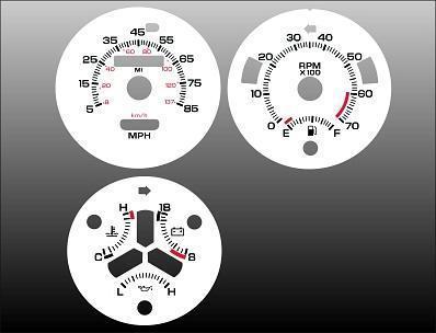 1978-1990 dodge omni instrument cluster white face gauges 78-90