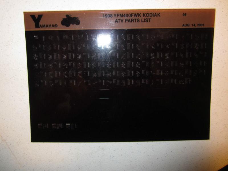 1998 yamaha atv yfm400fwk kodiak microfiche parts list catalog yfm 400 wk