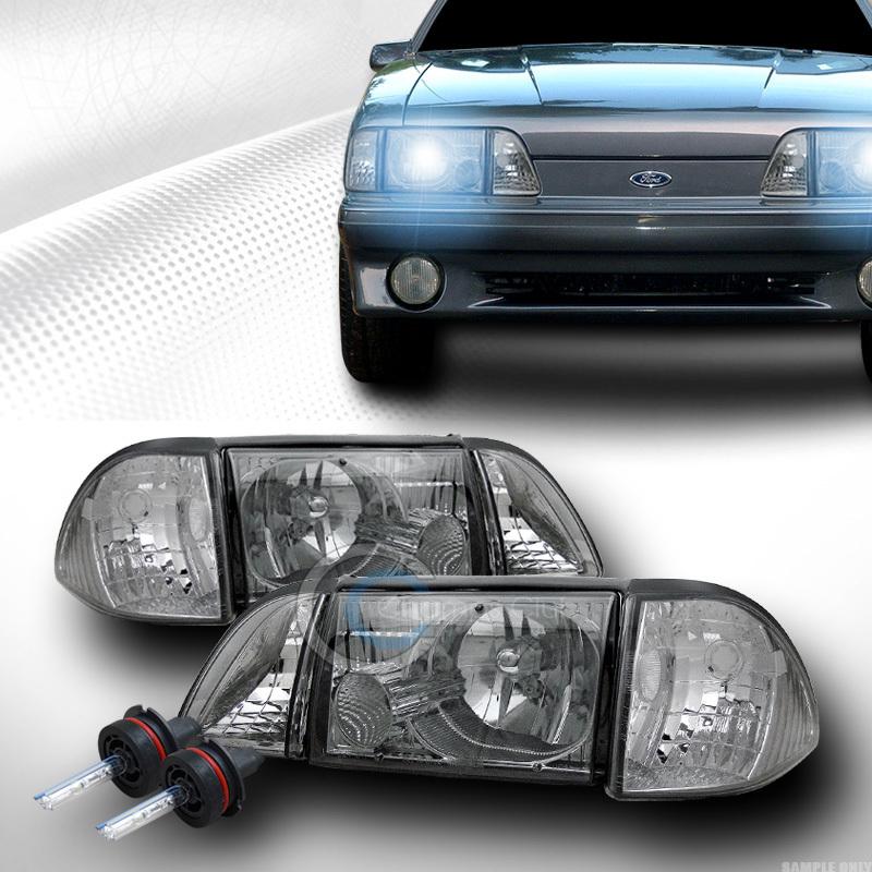 8000k hid xenon+chrome head lights+parking corner+signal ks 87-93 ford mustang