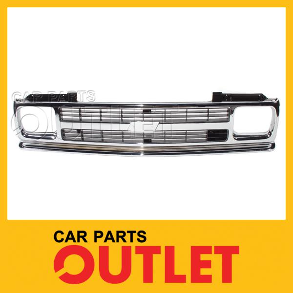 91-94 chevy s10 pickup blazer chrome front grill grille assembly new