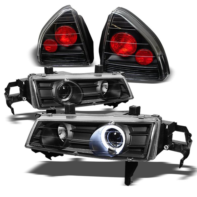 92-96 prelude halo black projector headlights+black altezza style tail lights