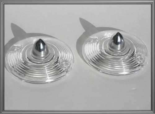 2 clear lenses w/ chrome spike for harley turn signal running light blinkers 