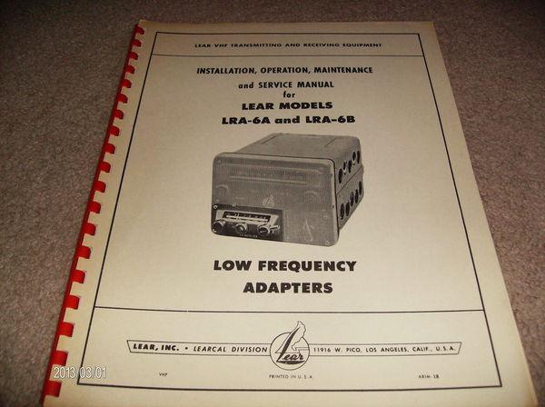 Lear lra-6a and lra-6b low frequency adapter manual