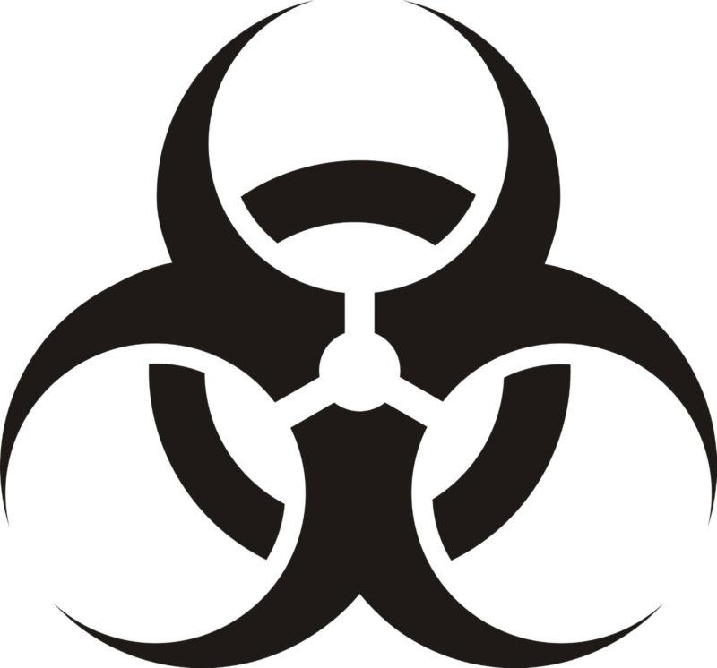 White biohazard decal sticker 5"x5" car decal 