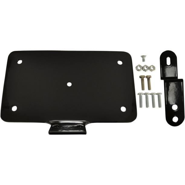 Drag specialties billet black laydown license plate mount for harley springer